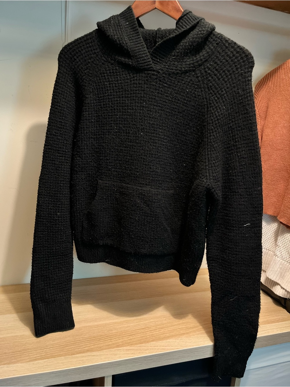 Aeropostale Black Cowl Hooded Knit Sweater